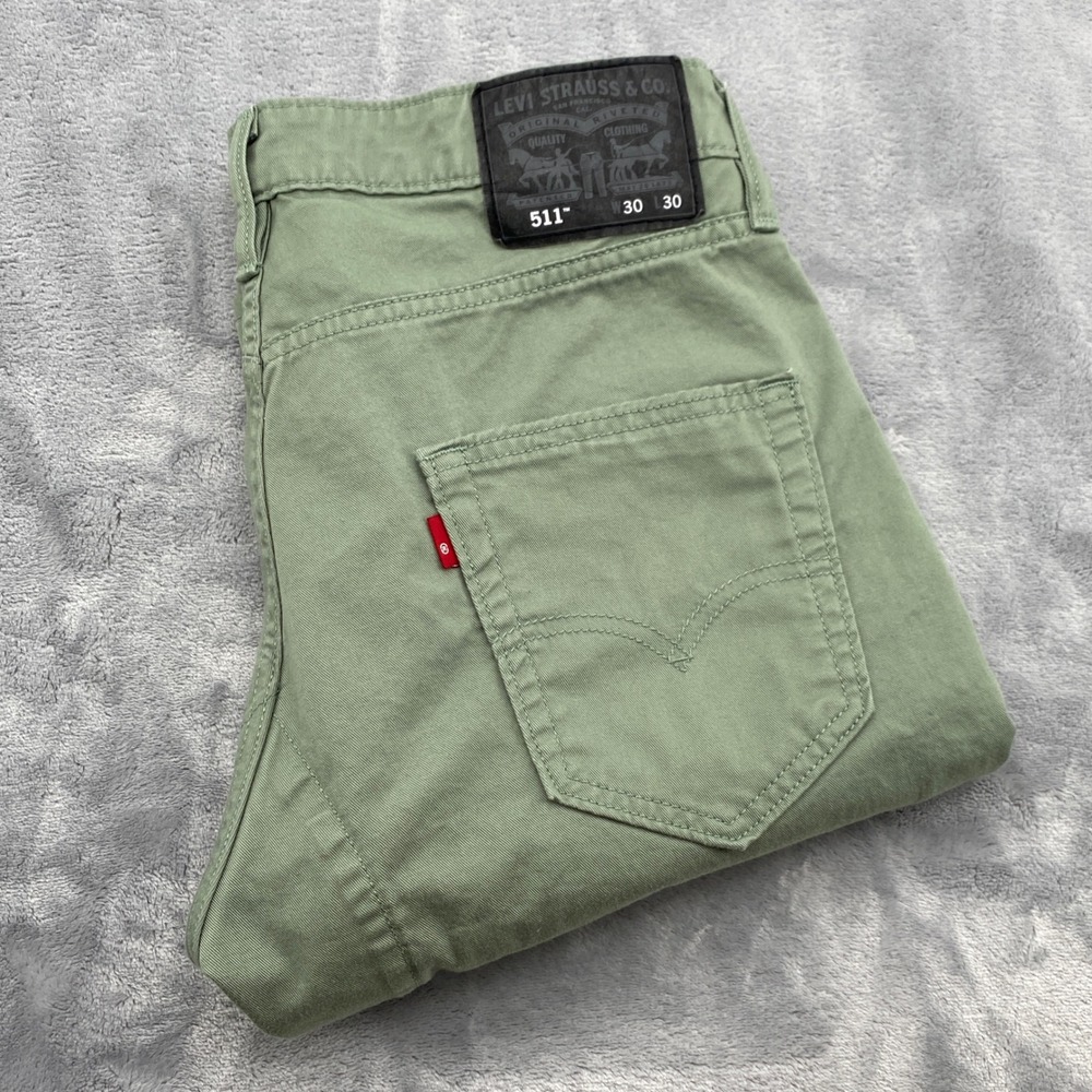 Levis 511 Slim Fit Commuter Pants Mens 30x30 Sage Green Twill 5 Pocket Stretch